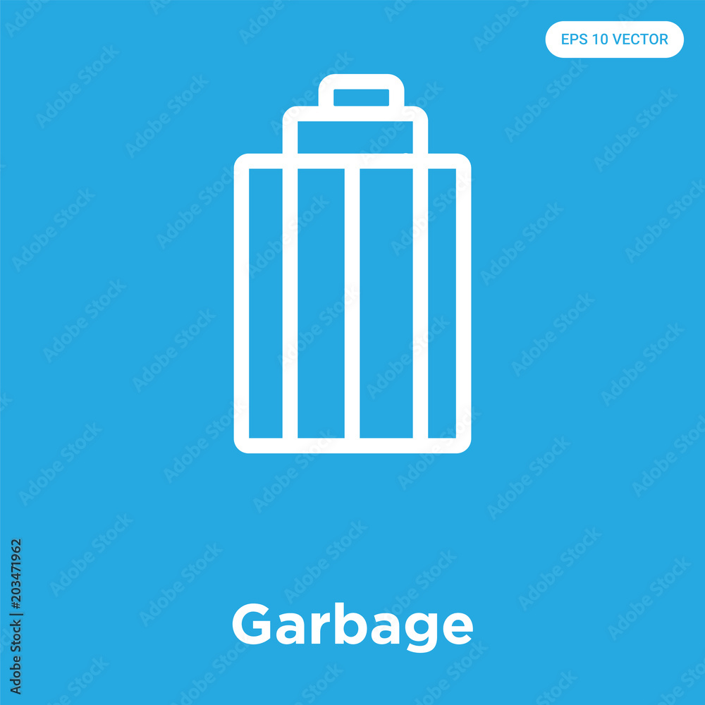 Garbage icon isolated on blue background Garbage icon isolated on blue background
