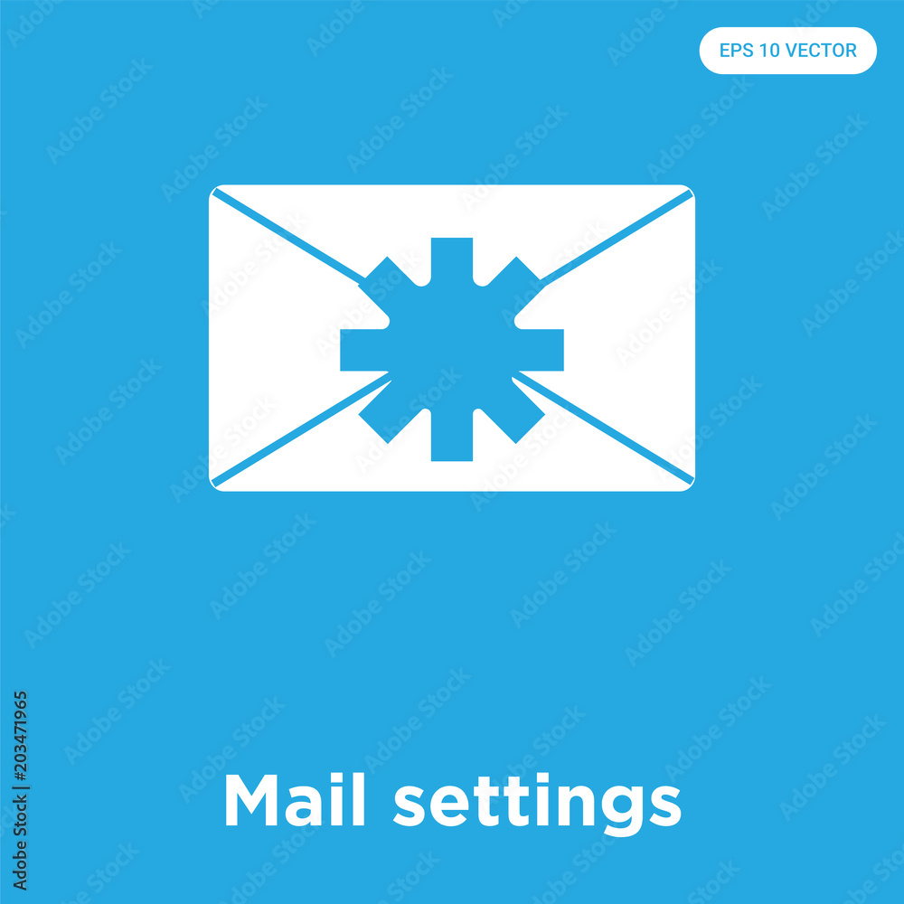 Mail settings icon isolated on blue background Mail settings icon isolated on blue background