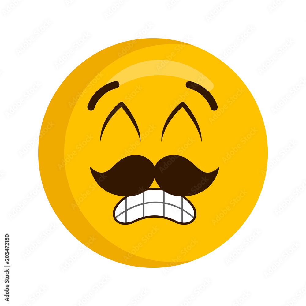 Obraz premium Happy emoji with mustache