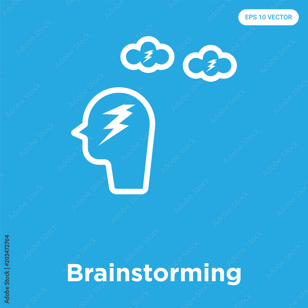 Brainstorming icon isolated on blue background Brainstorming icon isolated on blue background