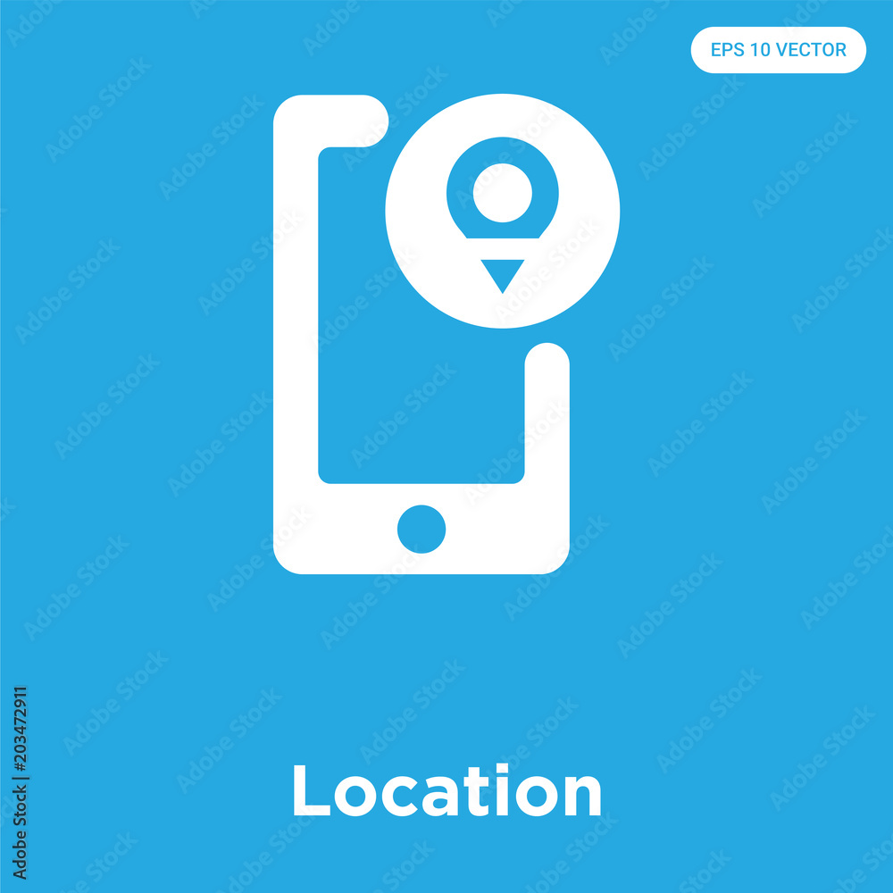 Location icon isolated on blue background Location icon isolated on blue background