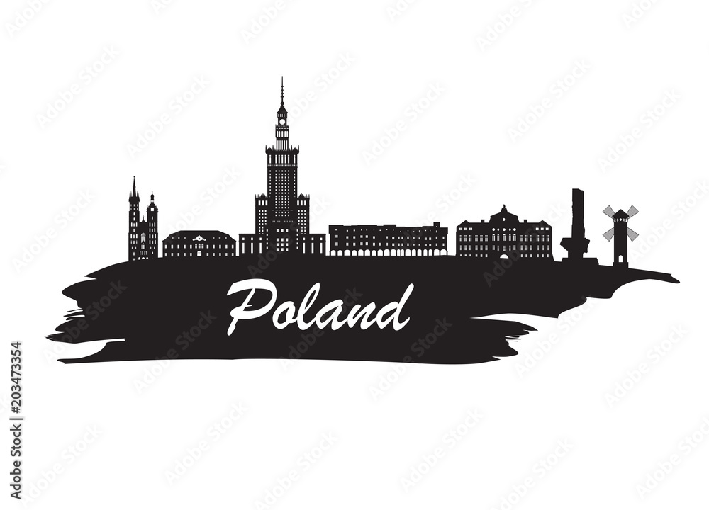 Poland Landmark Global Travel And Journey paper background. Vector Design Template.used for your advertisement, book, banner, template, travel business or presentation.