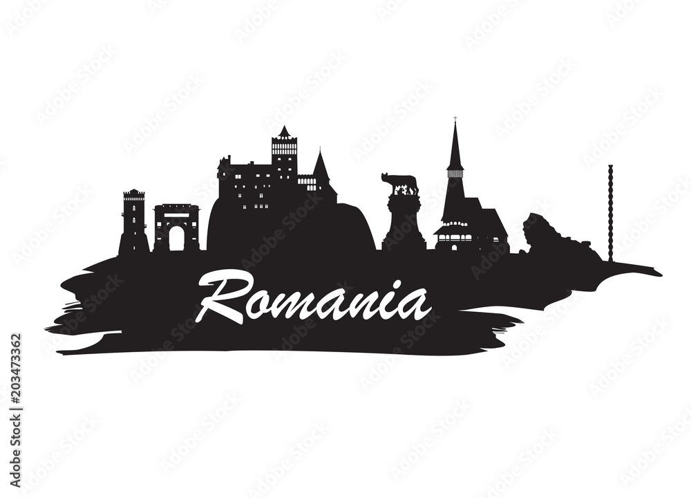 Romania Landmark Global Travel And Journey paper background. Vector Design Template.used for your advertisement, book, banner, template, travel business or presentation.