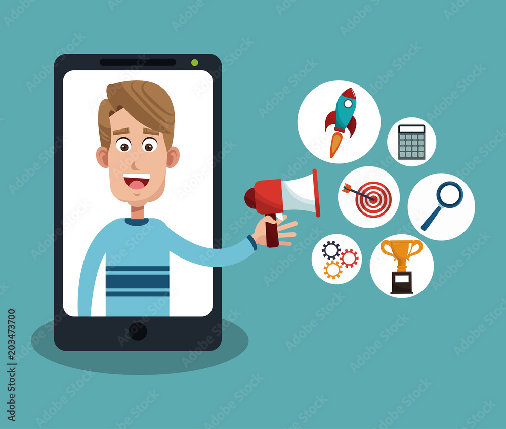 Businessman working on smartphone vector illustration graphic design Businessman working on smartphone vector illustration graphic design