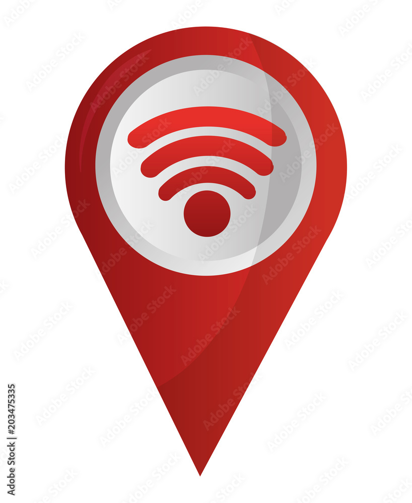 map pointer navigation with internet wifi signal vector illustration