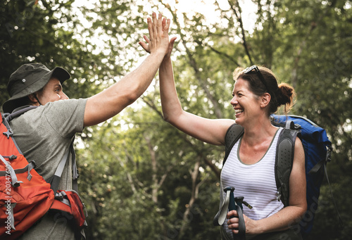 Couple giving a high five