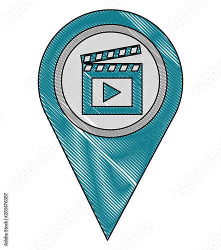 map pointer navigation with film clapperboard vector illustration drawing