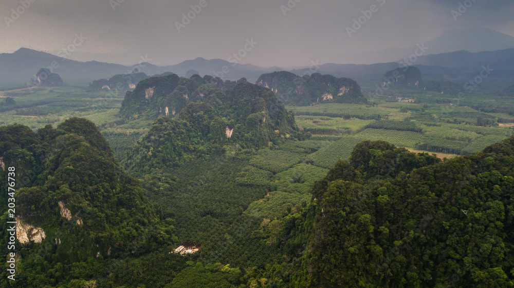Naklejka premium aerial view landscape of Mountain in Krabi Thailand