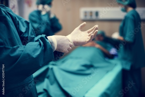Fototapeta Doctors preparing for an operation