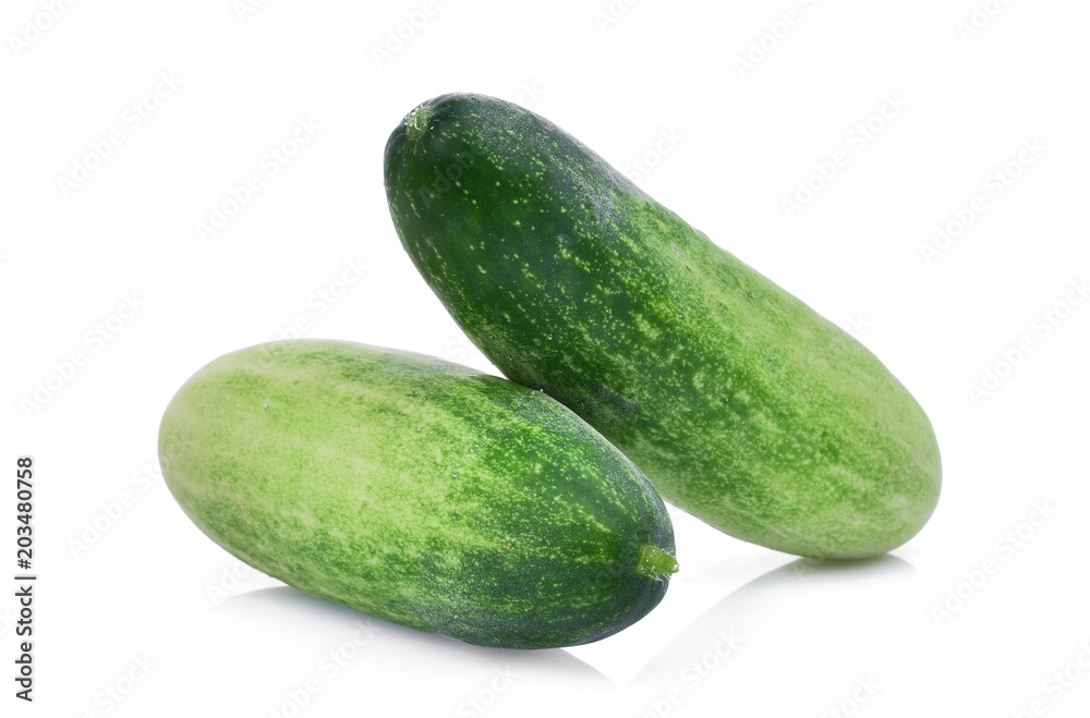 two whole cucumbers isolated on white background two whole cucumbers isolated on white background