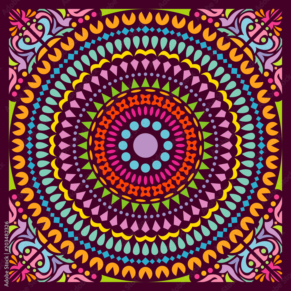 Colorful Mandala Art Beautiful Creative Circle Pop Art Frame Geometric Symmetry Ornament Background Colorful Mandala Art Beautiful Creative Circle Pop Art Frame Geometric Symmetry Ornament Background