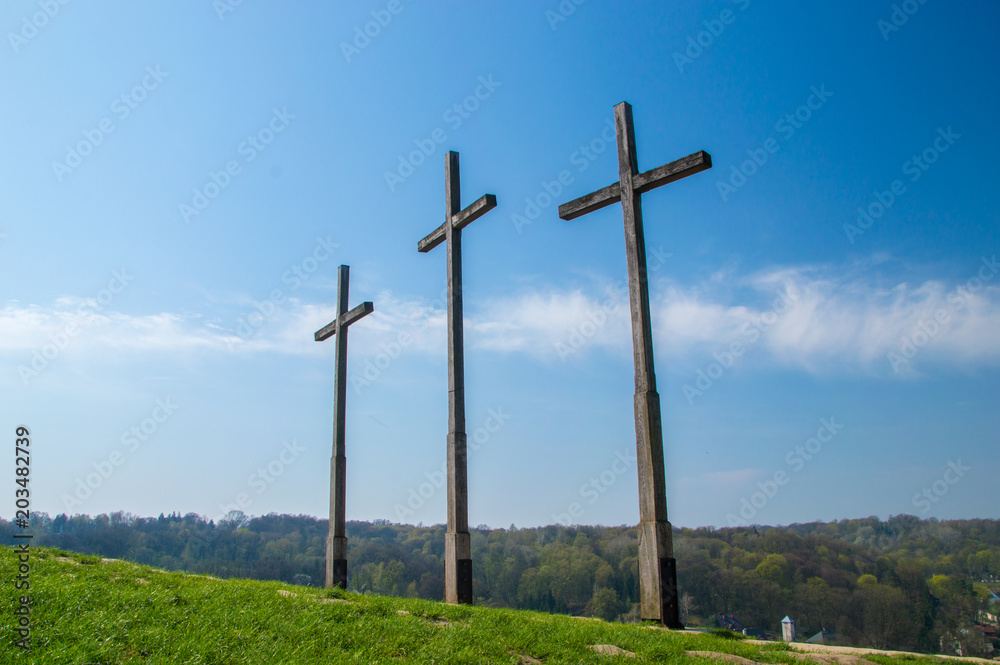 Hill of the three crosses in Kazimierz Dolny, Poland.