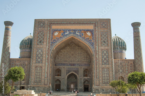 External review of Registan in Samarkand. Ancient architecture of Central Asia