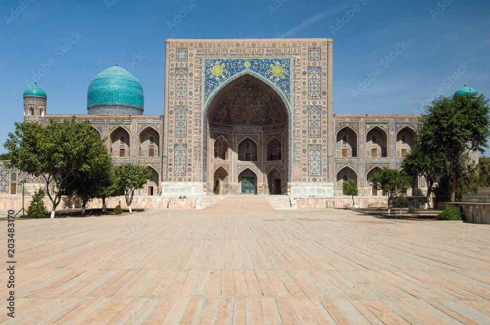 External review of Registan in Samarkand. Ancient architecture of Central Asia