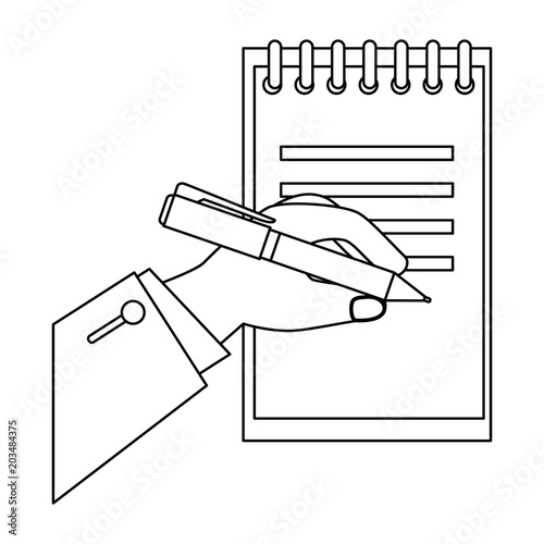 hand writing with pen in notebook vector illustration design