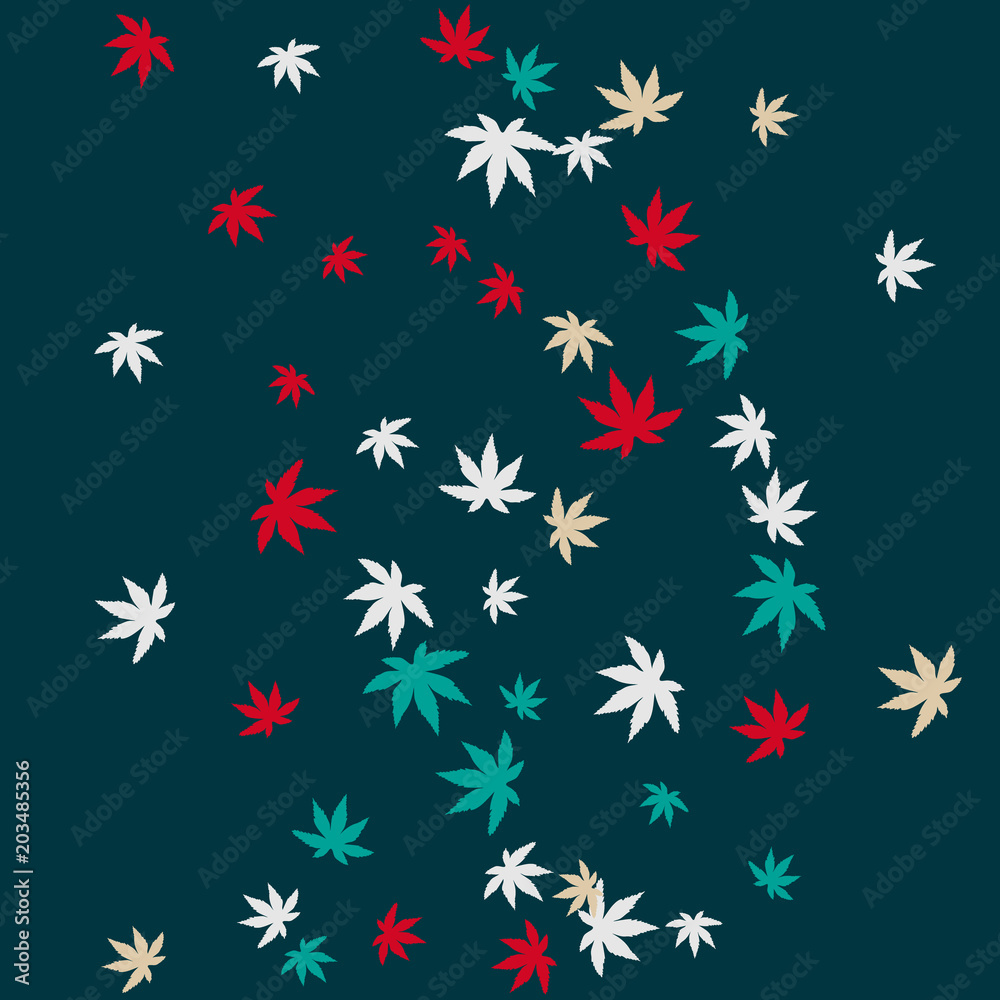 Cute vegetative pattern with simple small leaves for a greeting card or poster. Vector background for spring or summer design Cute vegetative pattern with simple small leaves for a greeting card or poster. Vector background for spring or summer design