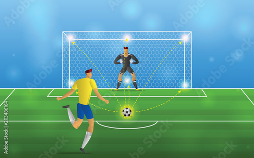 Soccer player in action Penalties on stadium background