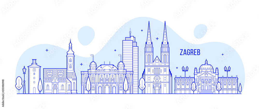 Zagreb skyline Croatia city buildings vector