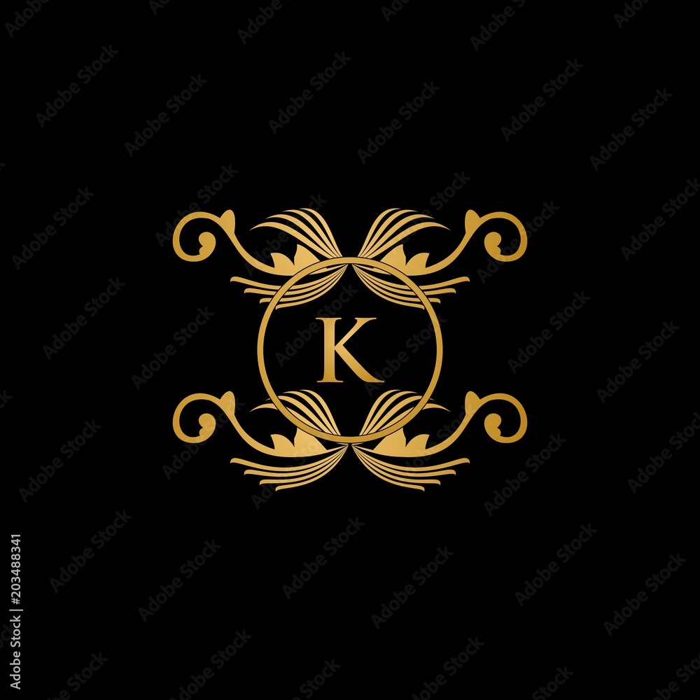 Abstract letter K logo design, Gold, beauty industry and fashion logo