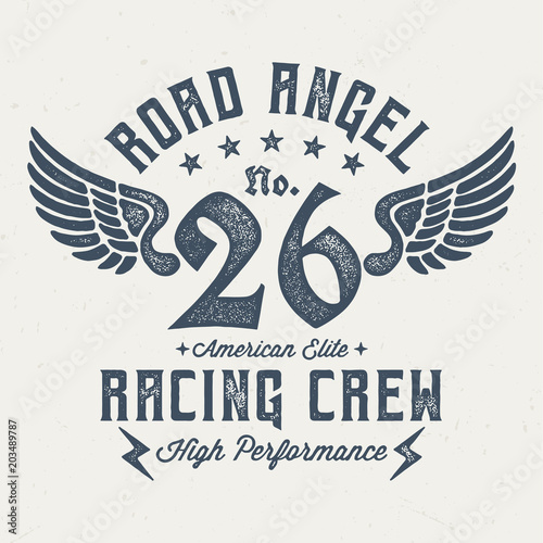 Road Angel / Racing Crew - Vintage Tee Design For Print 