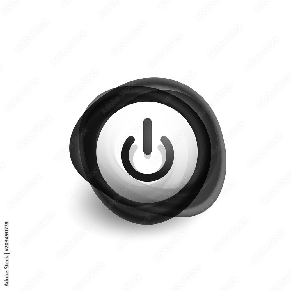 Glass transparent effect power start button, on off icon, vector UI or app symbol design