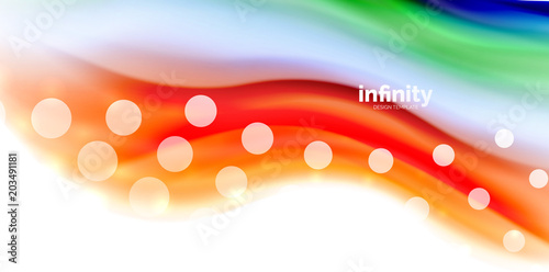 Vector flowing liqiud colors isolated on white, wave abstract background