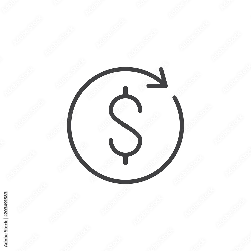Rotate arrow and dollar vector icon. filled flat sign for mobile concept and web design. Exchange simple solid icon. Symbol, logo illustration. Pixel perfect vector graphics Rotate arrow and dollar vector icon. filled flat sign for mobile concept and web design. Exchange simple solid icon. Symbol, logo illustration. Pixel perfect vector graphics
