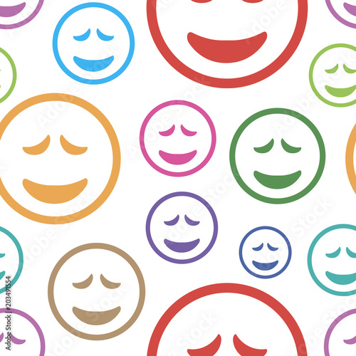 Seamless sadness smiles on white