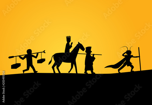 Closeup Journey to the West in silhouette vector