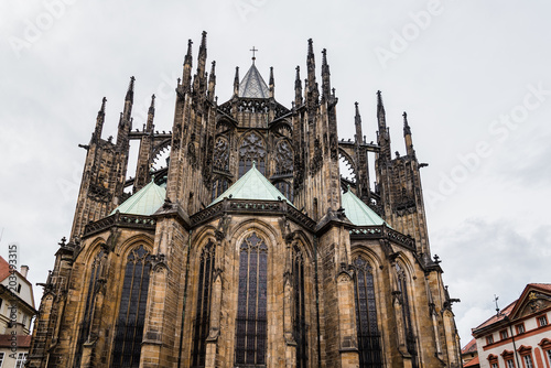 Outdoor view of St. Vitus Cathedral in Prague