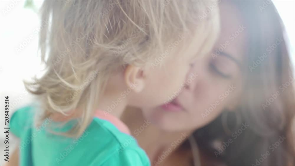 Portrait of happy smiling mother and her little thoughtful son 4K Portrait of happy smiling mother and her little thoughtful son 4K