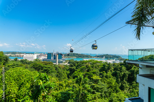 Sentosa Island, Singapore - July 01, 2016: The view from cable car. photo