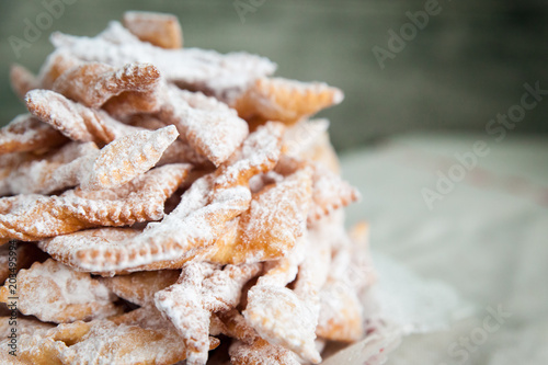 Crispy cookies Brushwood with powdered sugar photo