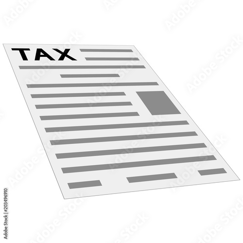 tax form payment icon, concept, layout, template, first page of tax return, isometric perspective, flat style clipart