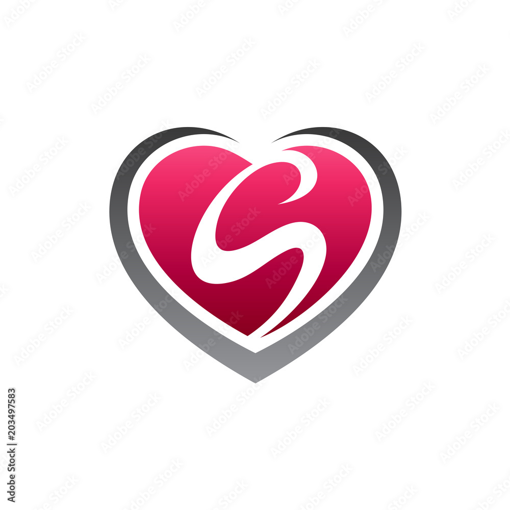 Heart Letter S Logo, Heart + Letter S, Initial Letter Logo ...