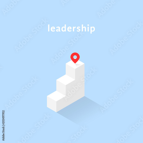 isometric stairs with geotag like leadership