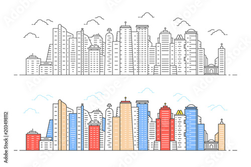 black and color linear modern city view