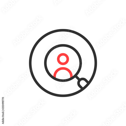 thin line round recruitment logo isolated on white