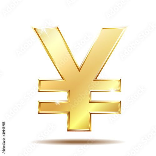Shiny golden yen currency symbol