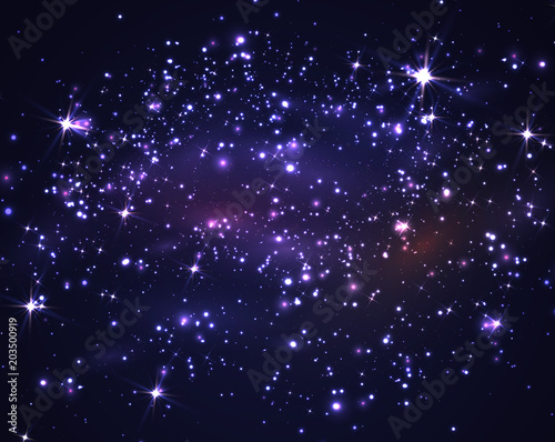 Dark Night Sky With Stars and Galaxy