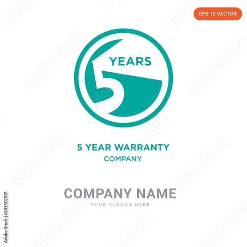 5 year warranty company logo design