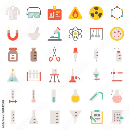 laboratory equipment, chemistry analytical concept, flat icon
