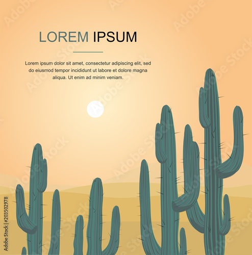 Cactus tree desert landscape Vector Illustration