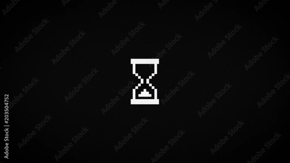old busy cursor on computer screen with glitch effect, 4K seamless loop glitch animation old busy cursor on computer screen with glitch effect, 4K seamless loop glitch animation