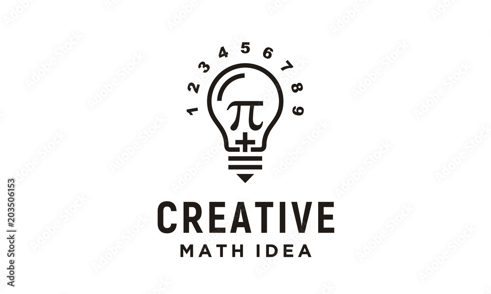 Light Bulb Pi Numeric Mathematics logo design inspiration