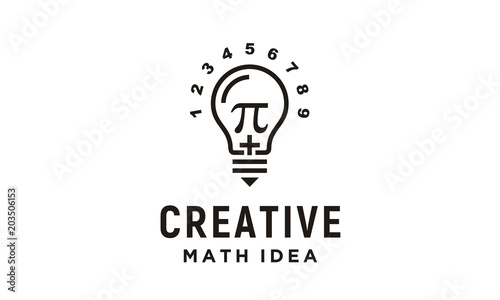 Light Bulb Pi Numeric Mathematics logo design inspiration