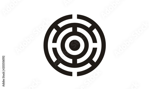 Circle Labyrinth Maze Target Board Logo design 