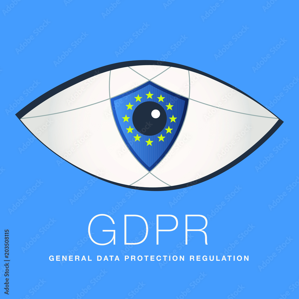 Obraz premium The EU is watching. The new GDPR (General Data Protection Regulation) protecting personal data . Eye-Concept.