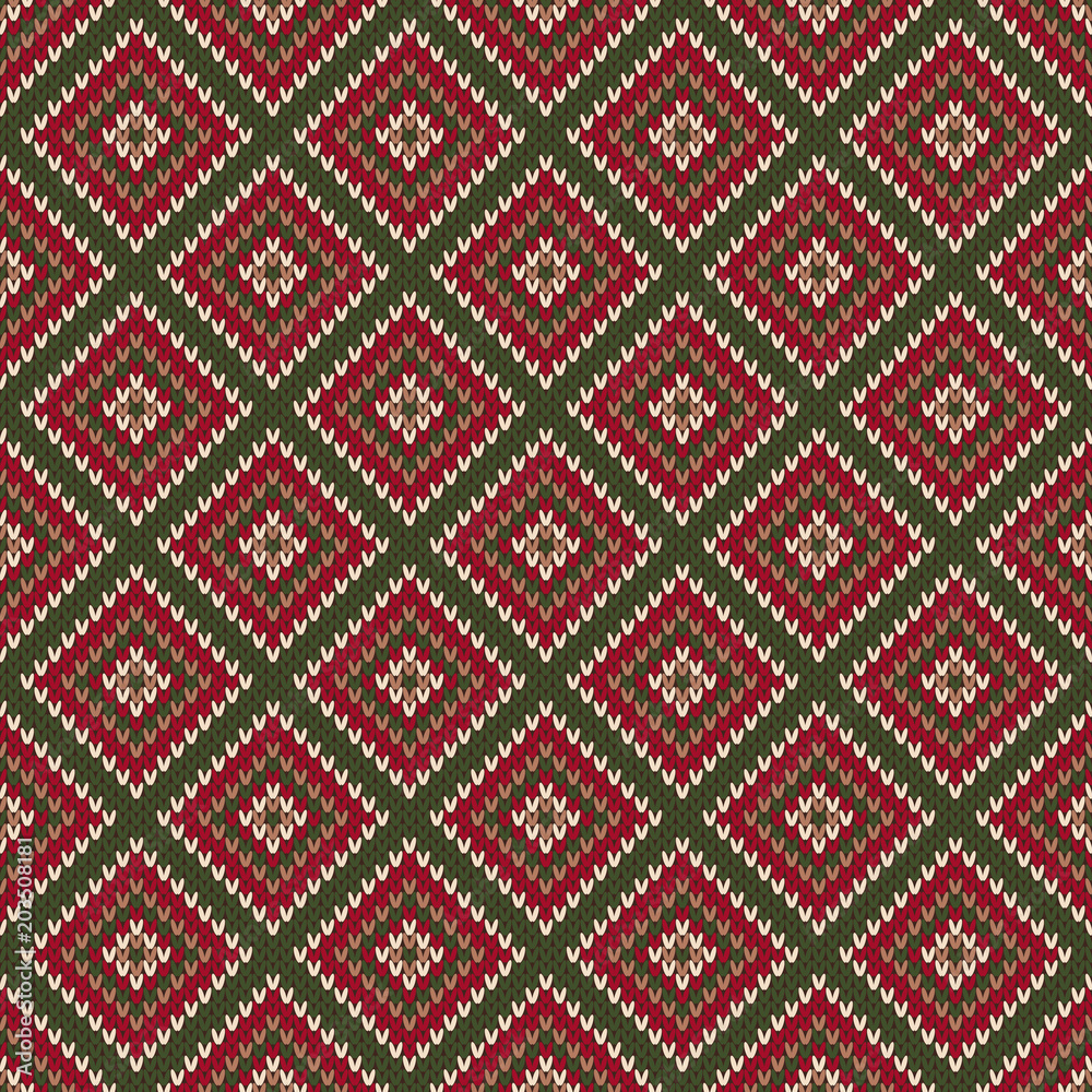 Abstract Seamless Knitting Pattern. Christmas Sweater Design. Wool Knit Texture Imitation