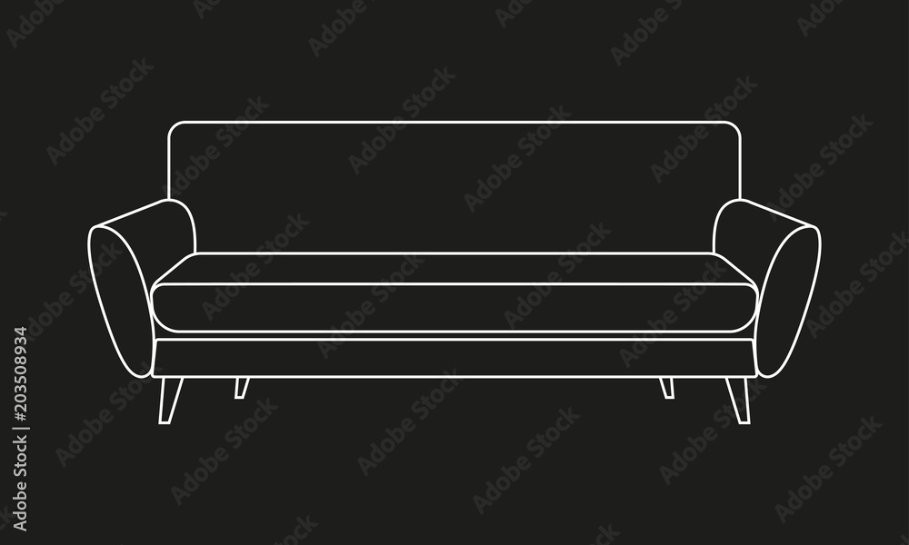 Sofa outline icon. Couch silhouette. Furniture for living room. Vector illustration. Sofa outline icon. Couch silhouette. Furniture for living room. Vector illustration.